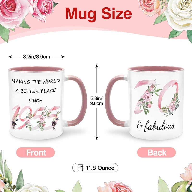 70th Birthday Vintage Coffee Mug with Silicone Coaster