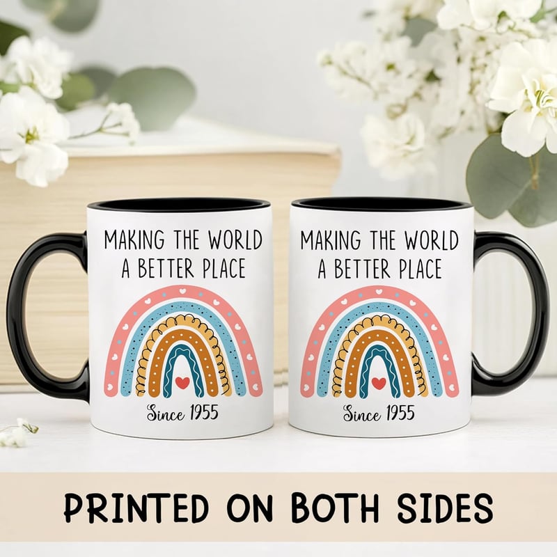 70th Birthday Coffee Mug Gift for Women & Men, Since 1955