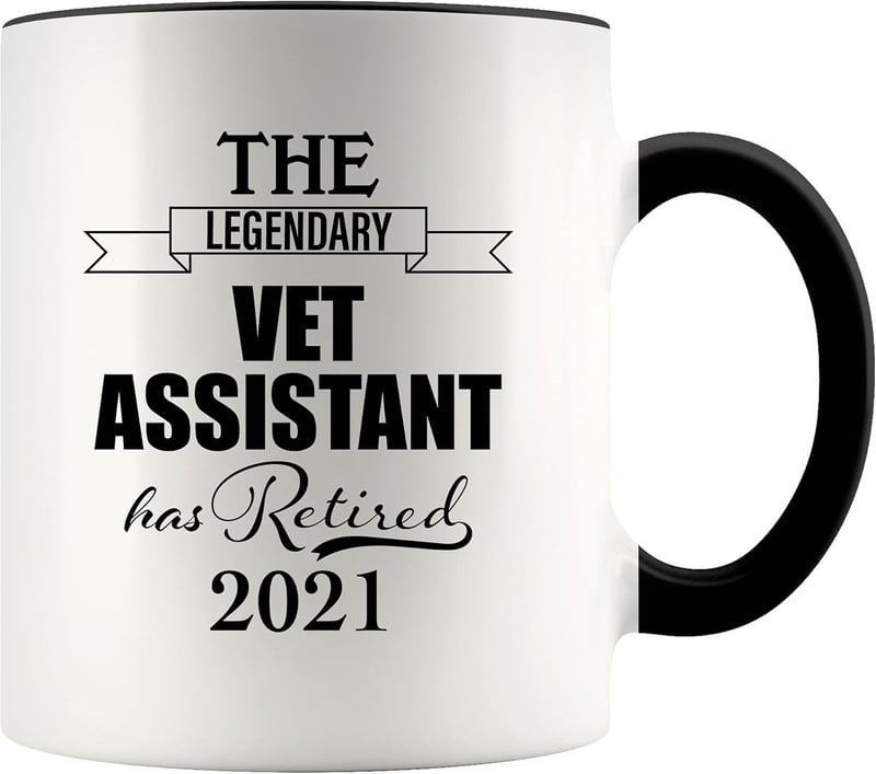 Retirement Gift: Black Accent Coffee Mug for Vet Assistants