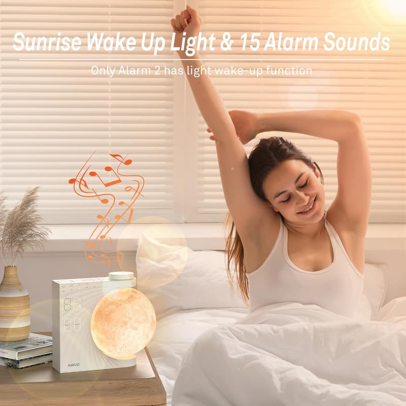Sunrise Alarm Clock with Moon Night Light & White Noise