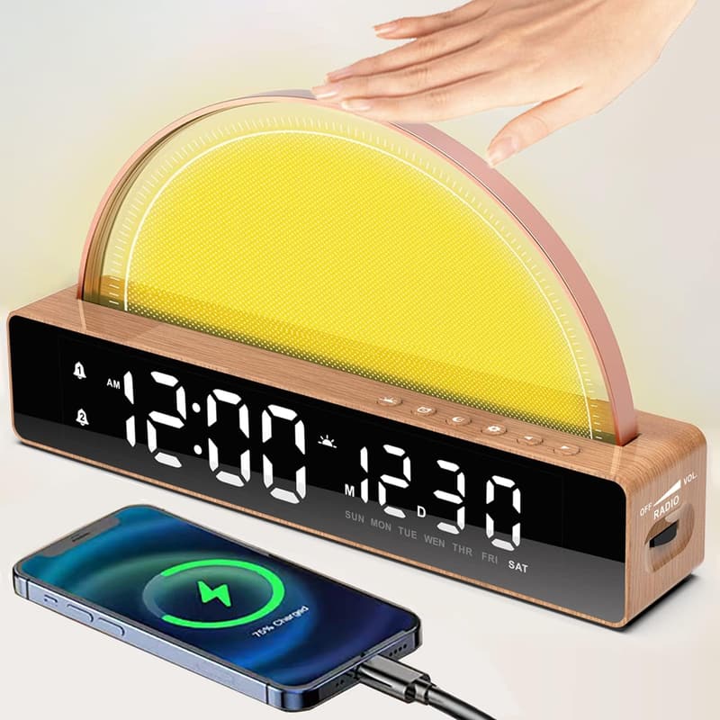 Sunrise Alarm Clock with 6 Sounds and 7 Color Light