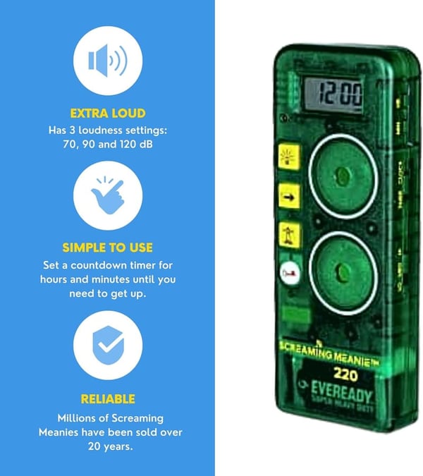 Extremely Loud Alarm Clock for Deep Sleepers - Green