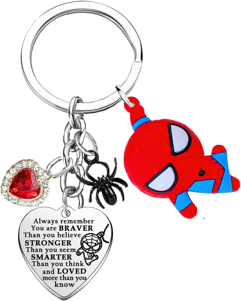 Spider Charm Keychain for Superhero Fans - Inspirational Gift