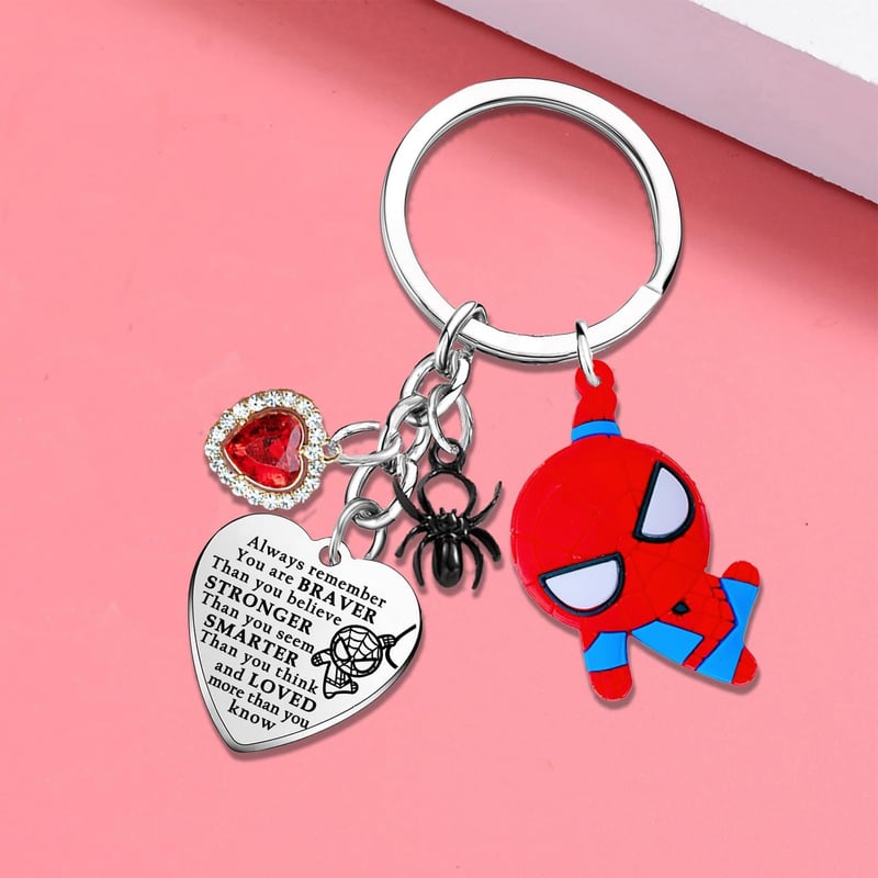 Spider Charm Keychain for Superhero Fans - Inspirational Gift