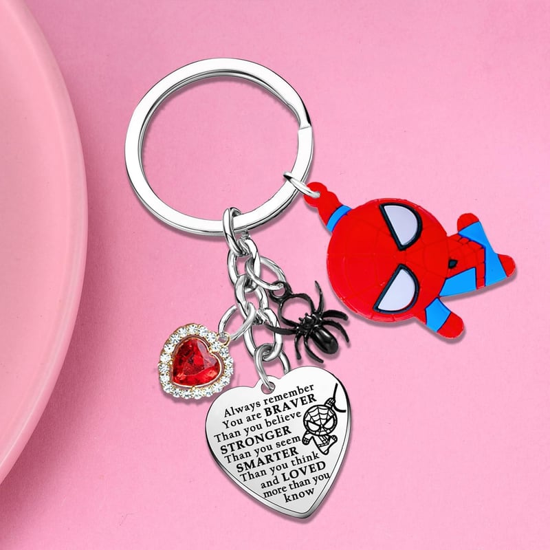 Spider Charm Keychain for Superhero Fans - Inspirational Gift