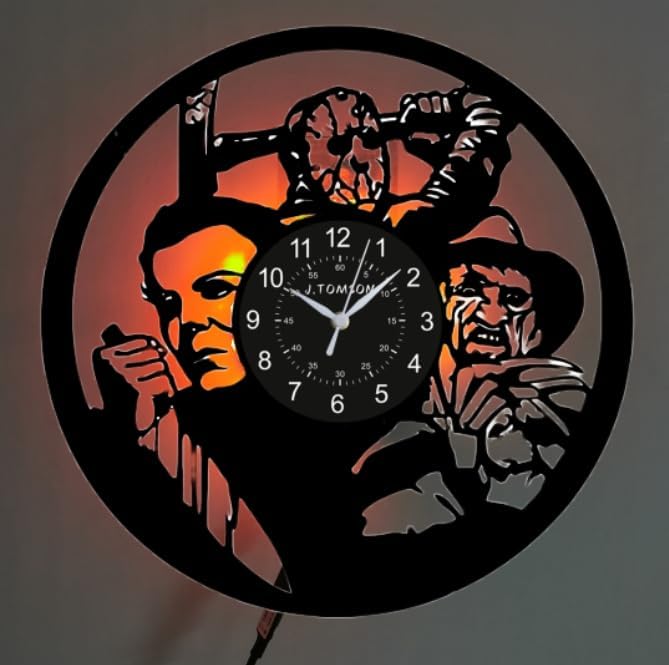 Horror Movie Characters LED Wall Clock, 12-Inch Black