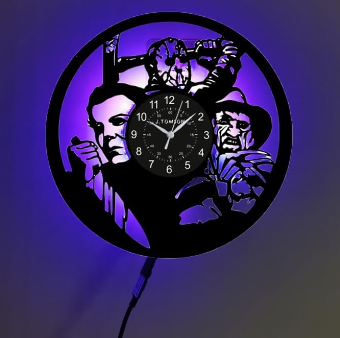 Horror Movie Characters LED Wall Clock, 12-Inch Black