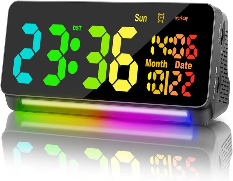 Super Loud Alarm Clock for Heavy Sleepers with 7 Colors Night Light