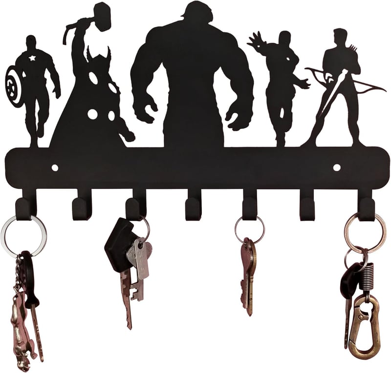Superhero Metal Key Holder & Organizer, Wall Mounted