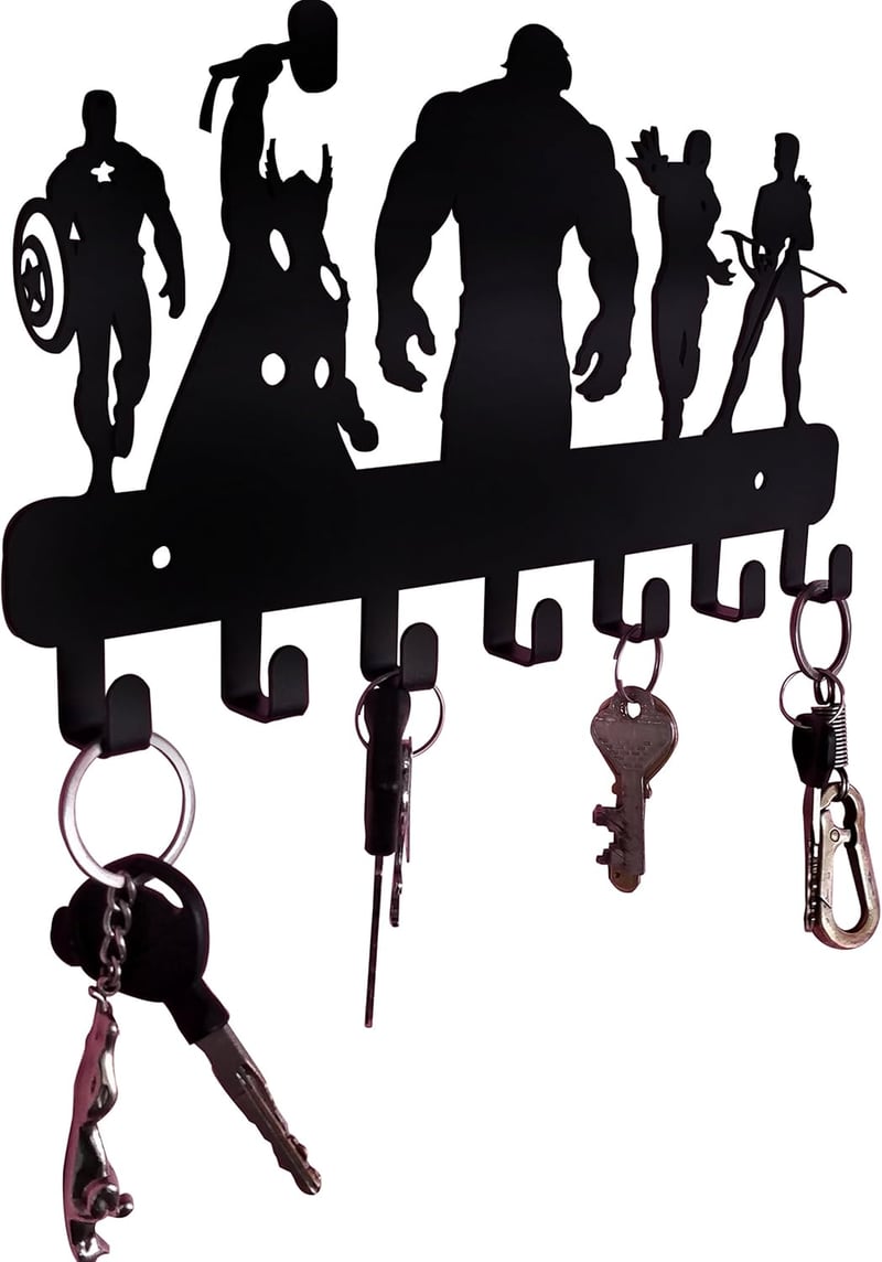 Superhero Metal Key Holder & Organizer, Wall Mounted