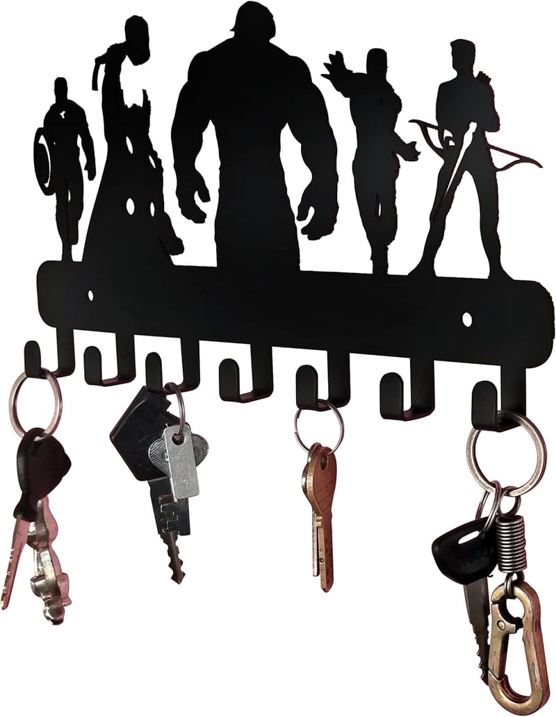 Superhero Metal Key Holder & Organizer, Wall Mounted