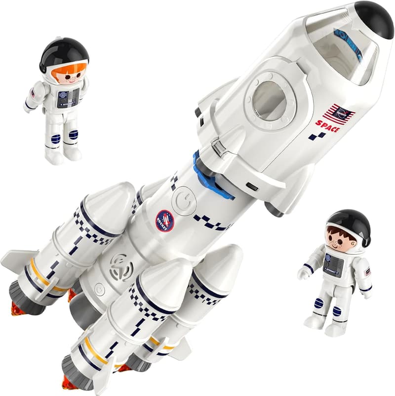 5-in-1 Space Rocket Toy Set for Kids 3+ with Astronauts and Projections