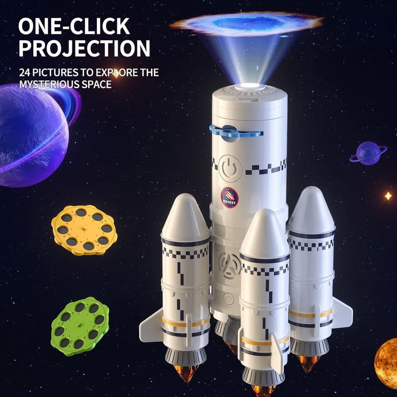 5-in-1 Space Rocket Toy Set for Kids 3+ with Astronauts and Projections