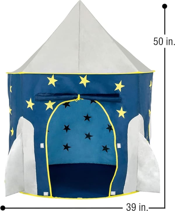 Space-Themed Play Tent for Kids - Foldable Rocket Ship Design