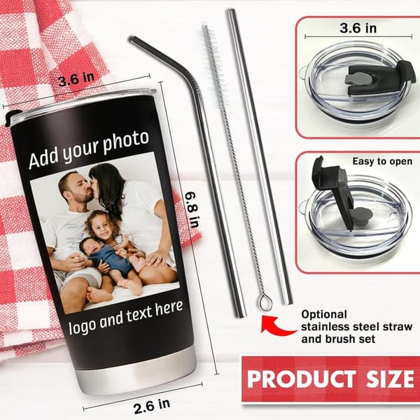 Personalized 20oz Stainless Steel Coffee Tumbler for Mom's Birthday