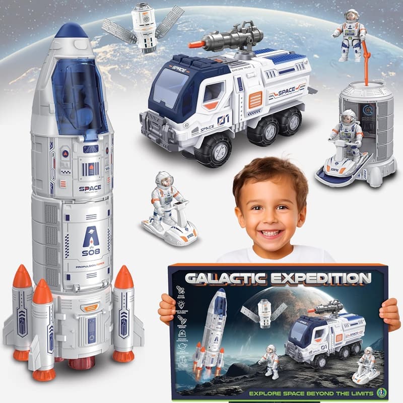 Rocket Ship Toy Set for Kids 3-8 | Space Shuttle with Astronauts