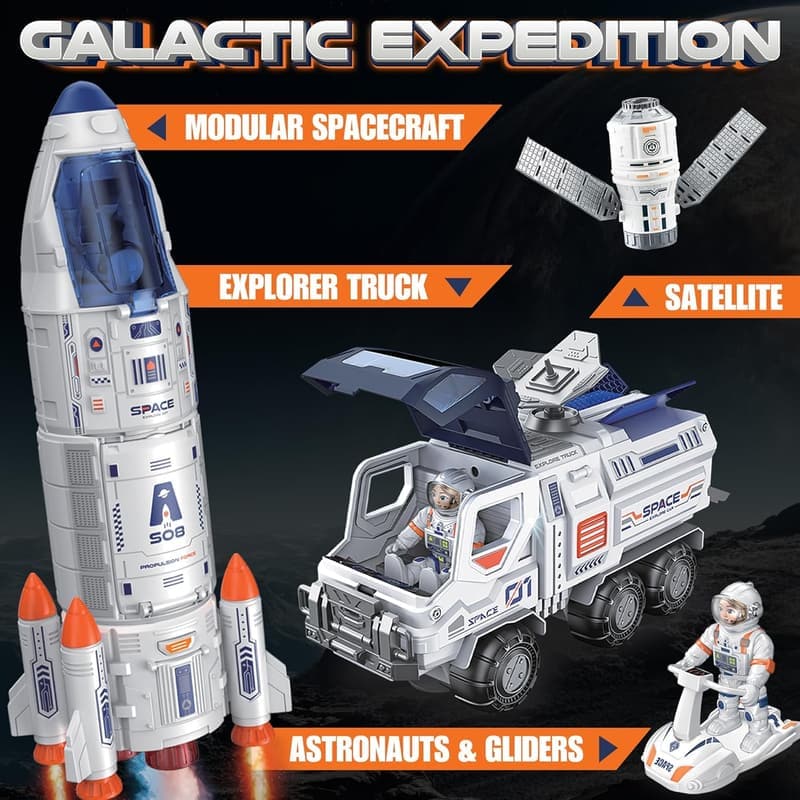 Rocket Ship Toy Set for Kids 3-8 | Space Shuttle with Astronauts