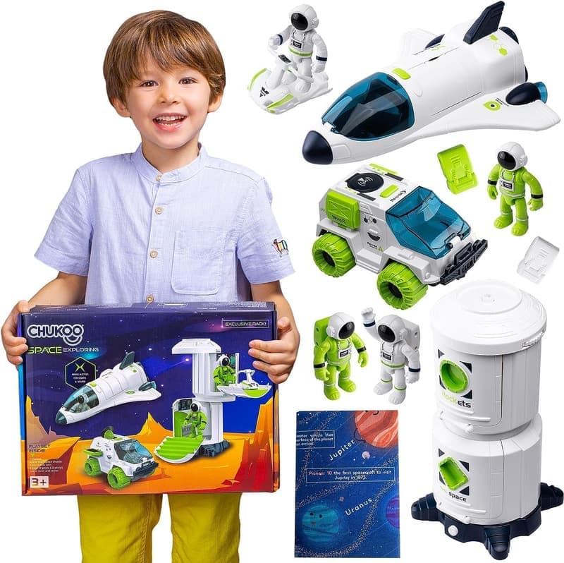 Space Shuttle Toy Set for Kids with 4 Astronauts & Rover