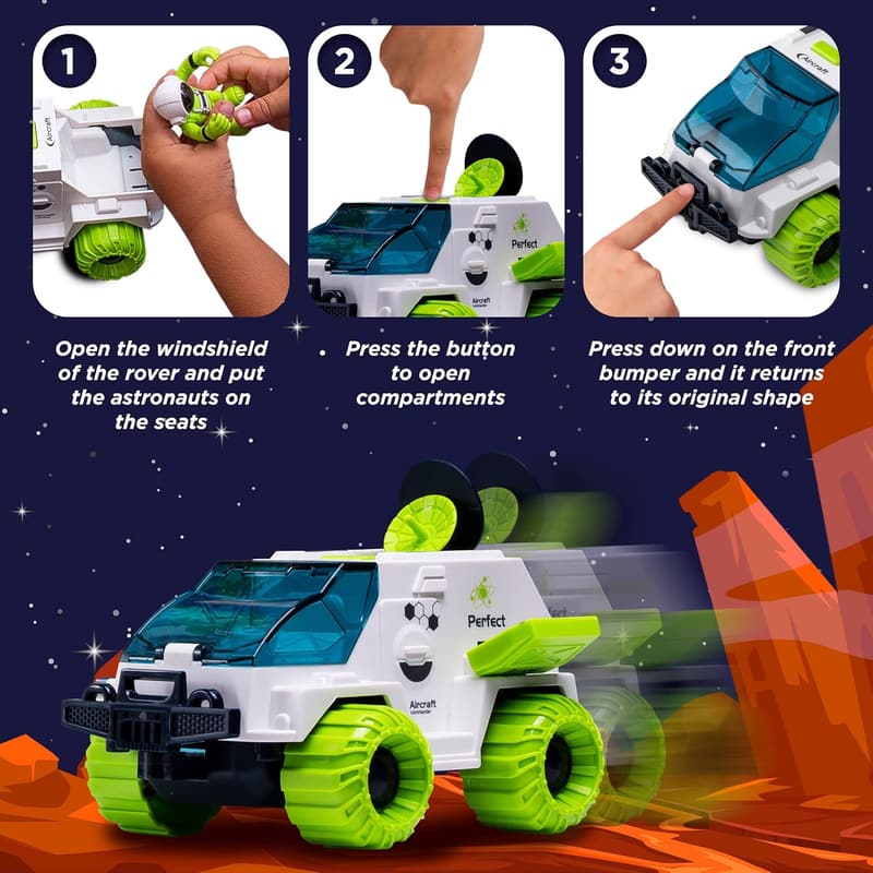 Space Shuttle Toy Set for Kids with 4 Astronauts & Rover