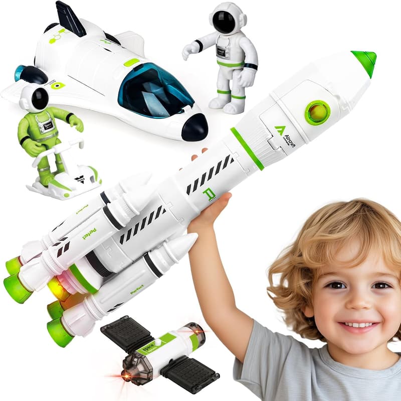 Kids' Space Rocket Toy Set with Astronaut & Station, Ages 3+