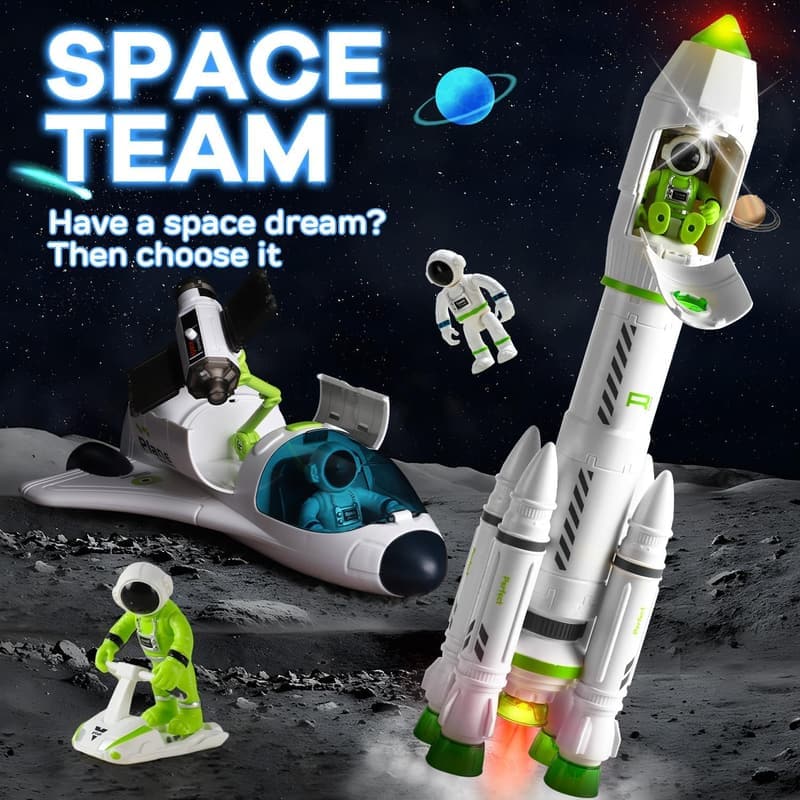 Kids' Space Rocket Toy Set with Astronaut & Station, Ages 3+