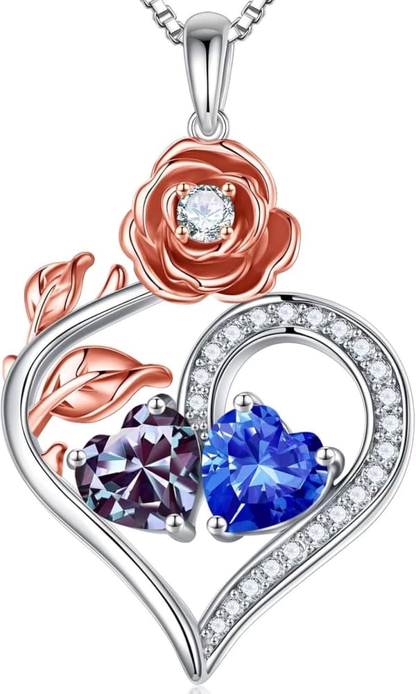 Anniversary Birthstone Necklace for Women - 925 Sterling Silver