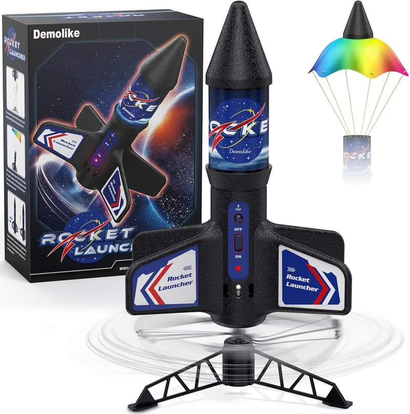 Outdoor Air Rocket Toy with Safety Parachute for Kids 5-12