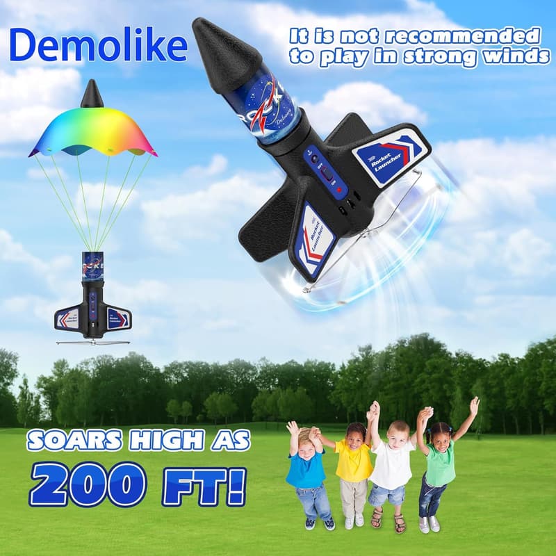Outdoor Air Rocket Toy with Safety Parachute for Kids 5-12