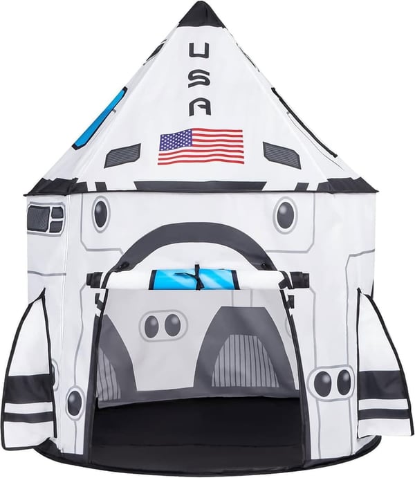 Rocket Ship Play Tent for Kids - Indoor/Outdoor Pop-Up Playhouse