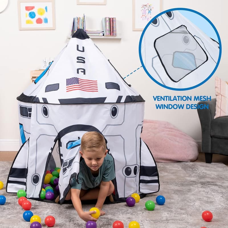 Rocket Ship Play Tent for Kids - Indoor/Outdoor Pop-Up Playhouse