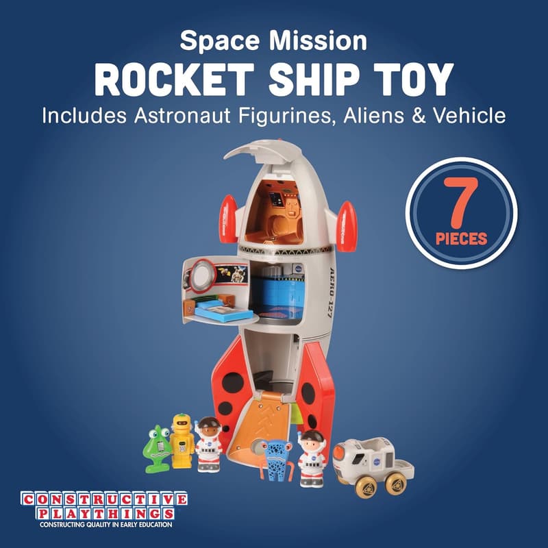 STEM Space Mission Rocket Toy Set with Astronauts and Aliens