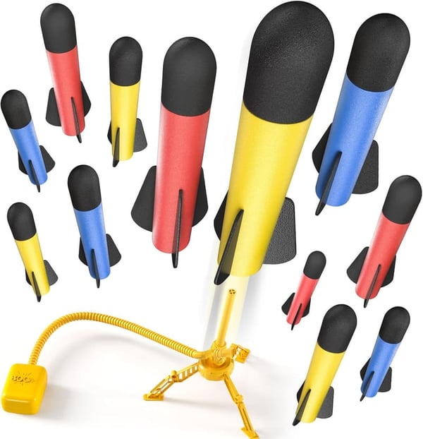 Outdoor Rocket Launcher Set for Kids with 12 Foam Rockets