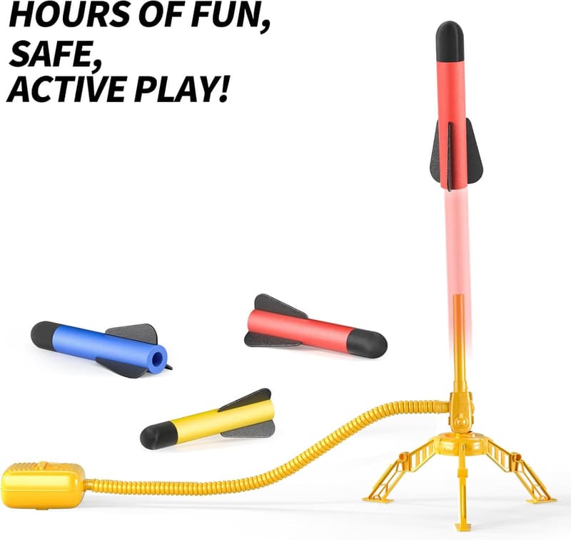 Outdoor Rocket Launcher Set for Kids with 12 Foam Rockets
