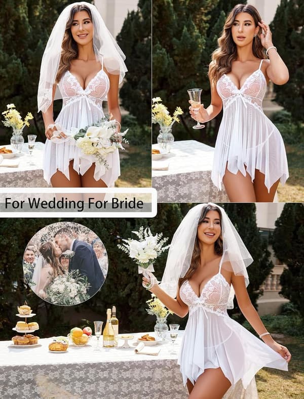 Plus Size Lace Babydoll Lingerie Sleepwear for Women
