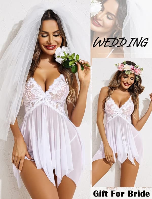 Plus Size Lace Babydoll Lingerie Sleepwear for Women