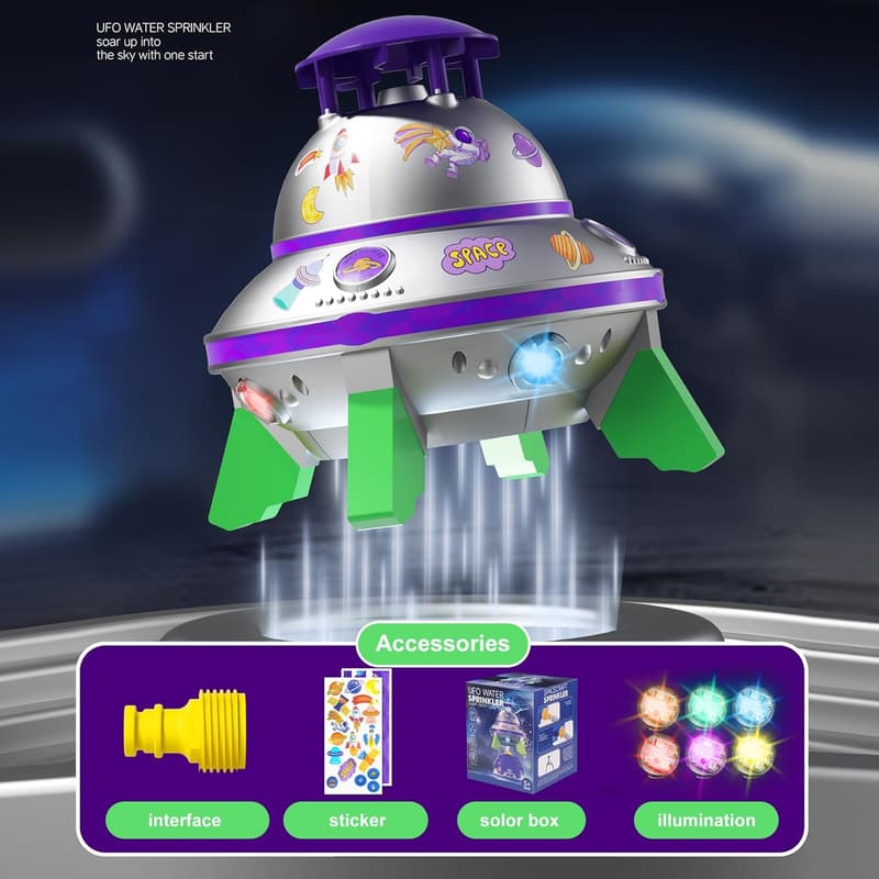 LED UFO Water Rocket Sprinkler Toy for Kids’ Summer Fun