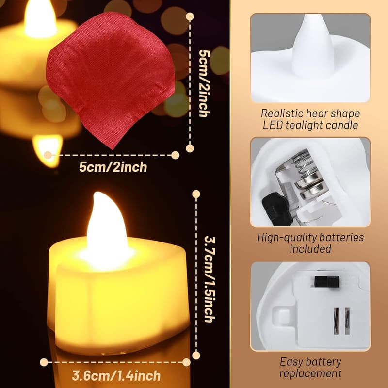 Valentine's Day Rose Petals & LED Tea Light Set