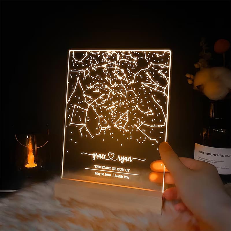 Personalized Star Map Plaque Night Light for Couples