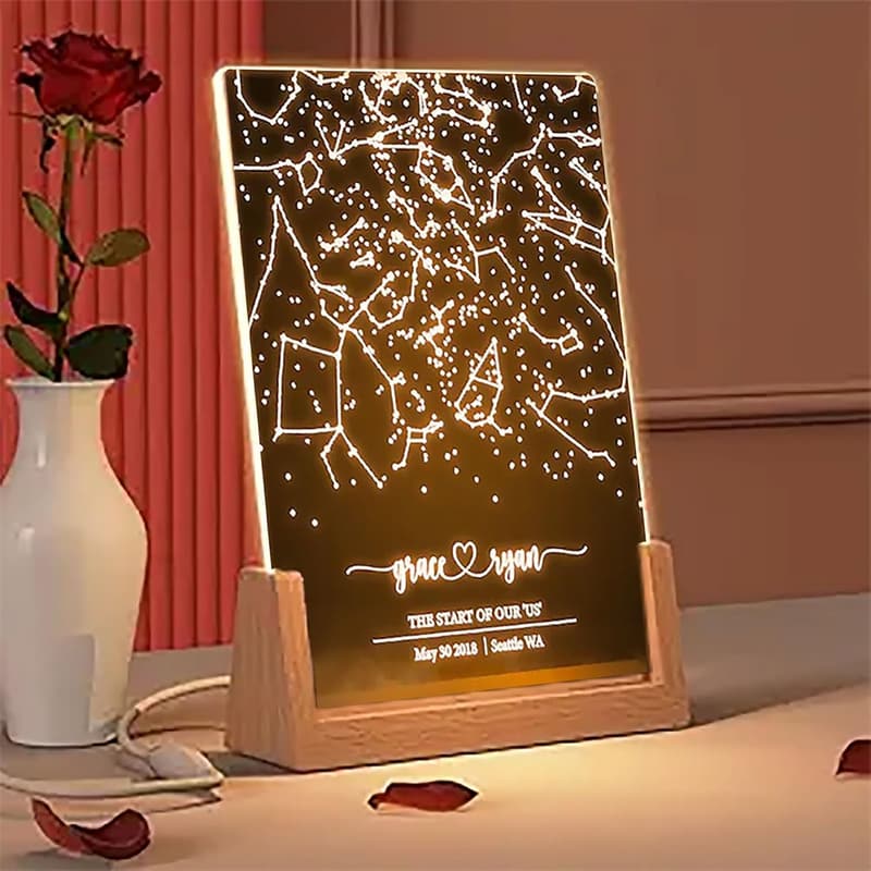 Personalized Star Map Plaque Night Light for Couples