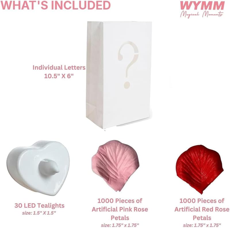 Anniversary Luminary Paper Bags with Tea Lights & Rose Petals