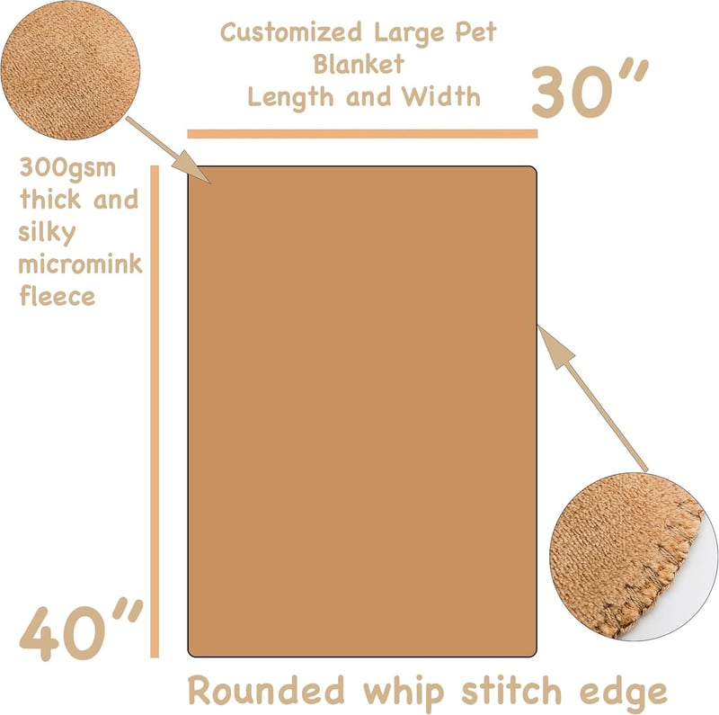 Personalized Large Dog Blanket - Gray or Beige