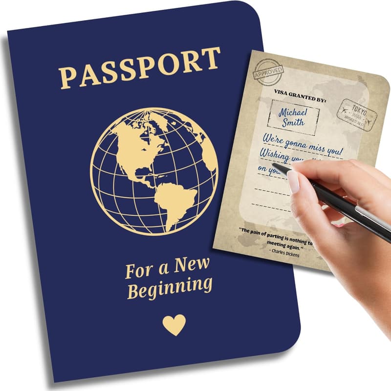 Funny Farewell Guest Book & Fake Passport Gift for Coworker