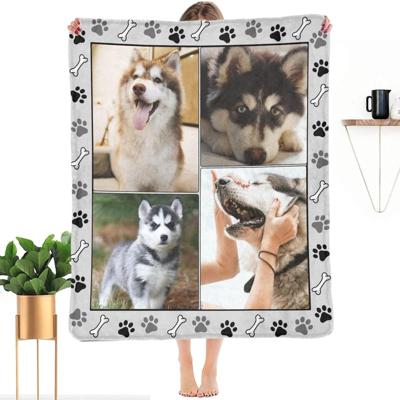 Personalized Photo Blanket for Dog Moms – Custom Collage Throws