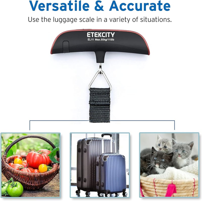 Digital Luggage Scale for Travel, 110 lbs Capacity, Battery Included