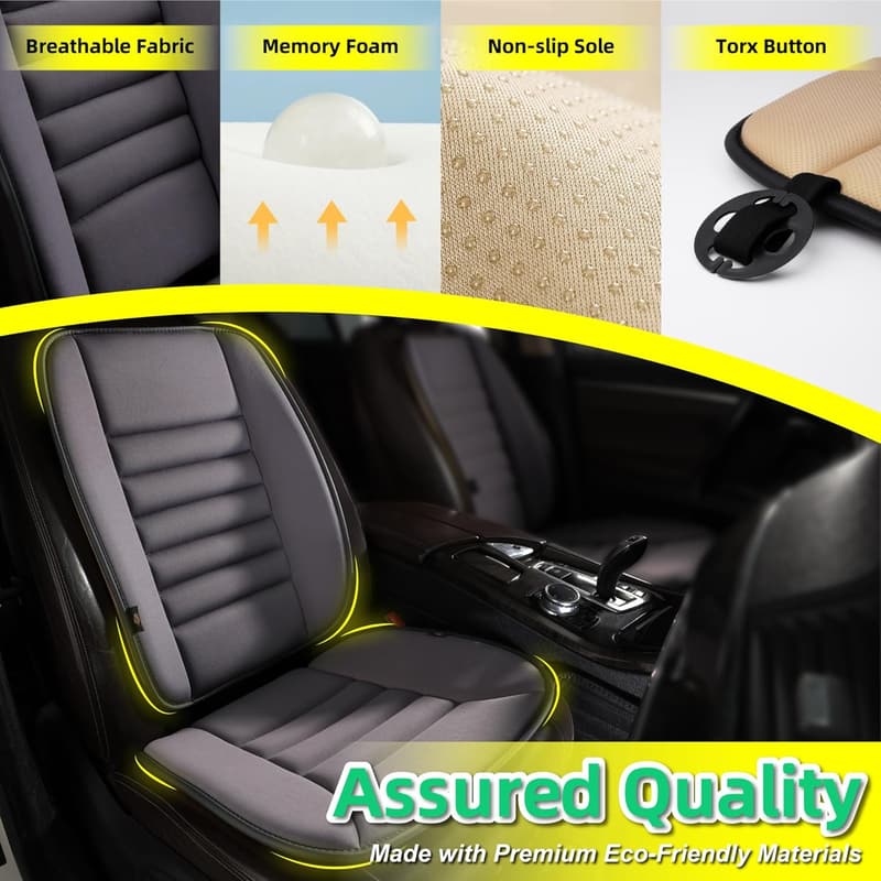 Ergonomic Memory Foam Car Seat Cushion for Drivers - Dark Grey