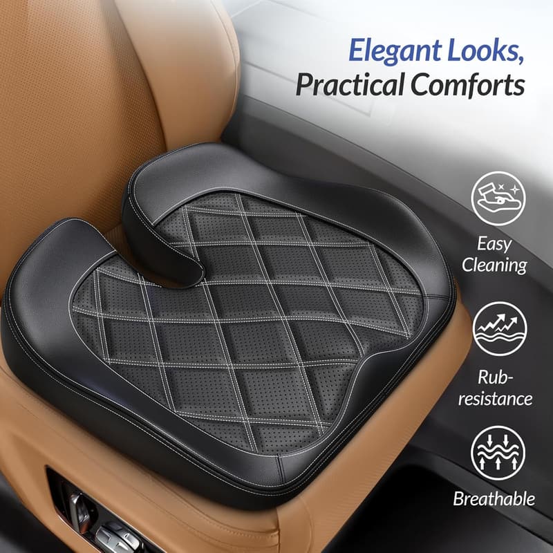 Ergonomic Leather Car Seat Cushion for Tailbone Pain Relief