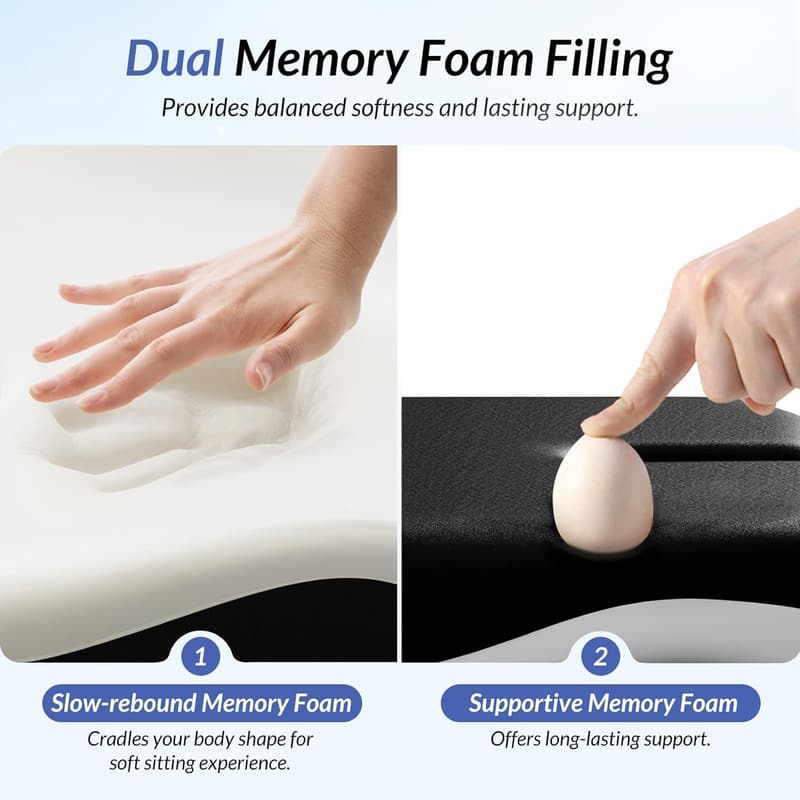 Ergonomic Leather Car Seat Cushion for Tailbone Pain Relief
