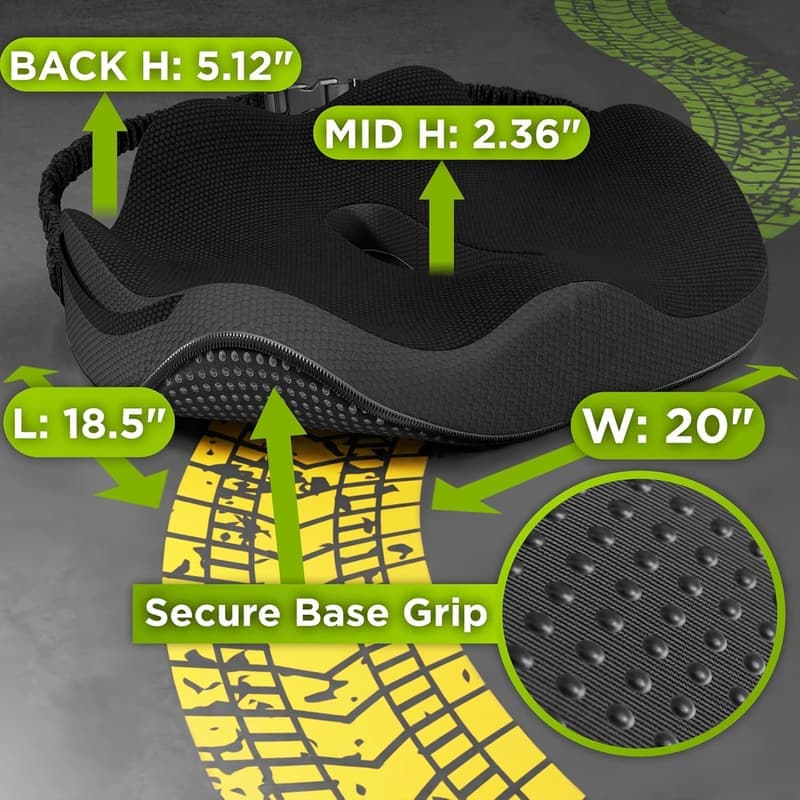 Truck Driver Seat Cushion - Upgraded CertiPUR-US® Memory Foam