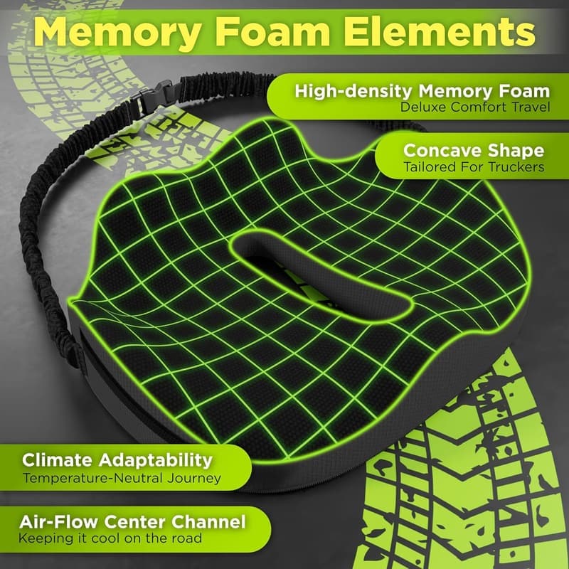 Truck Driver Seat Cushion - Upgraded CertiPUR-US® Memory Foam