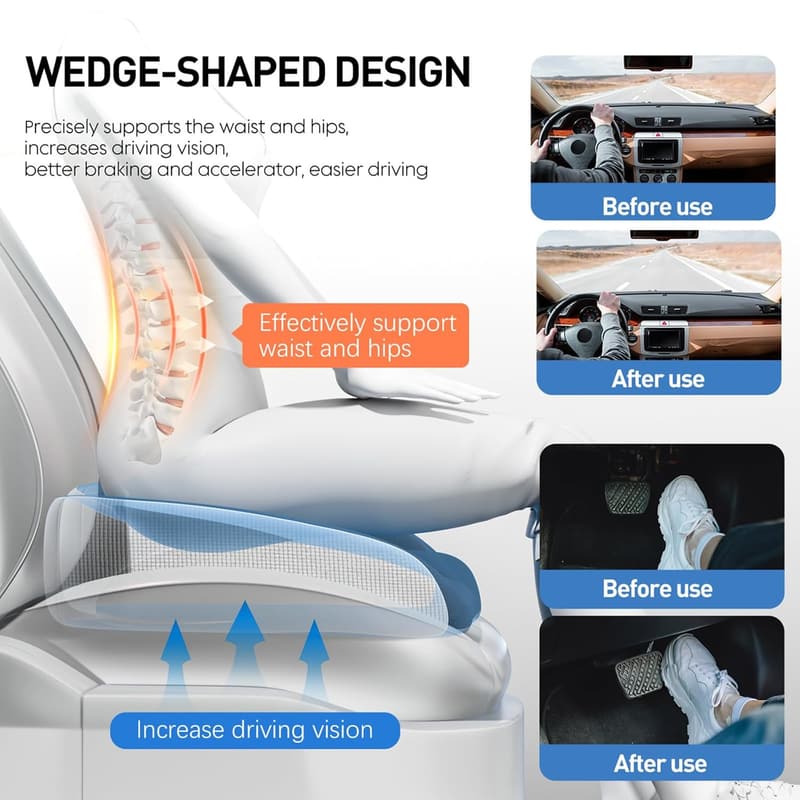 Portable Memory Foam Car Booster Seat Cushion for Short Drivers